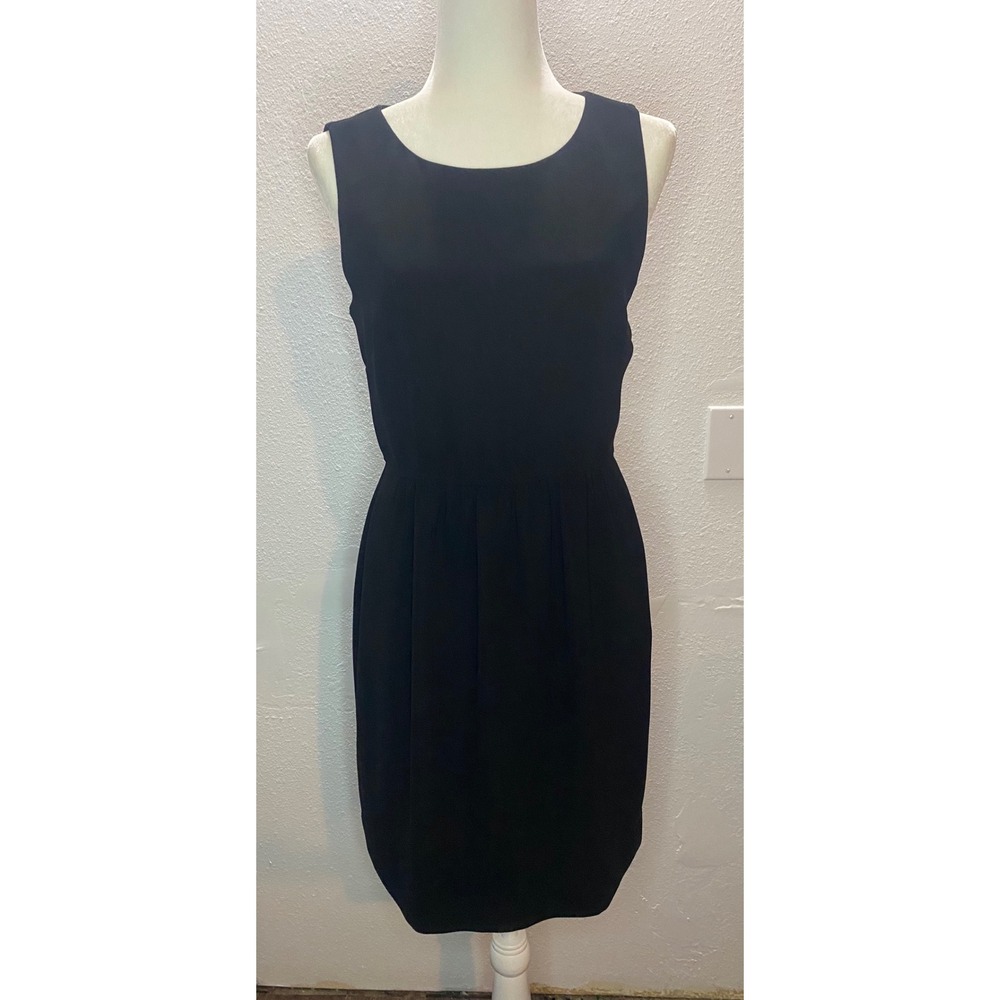 J.Crew Dress Womens 6 Black Sleeveless Round Neck Side Zip Pleated Party
